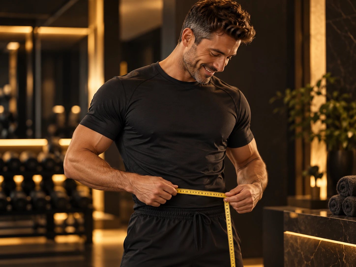 Man measuring his waist
