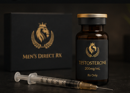 Men's Direct RX testosterone 200mg/mL vial with syringe